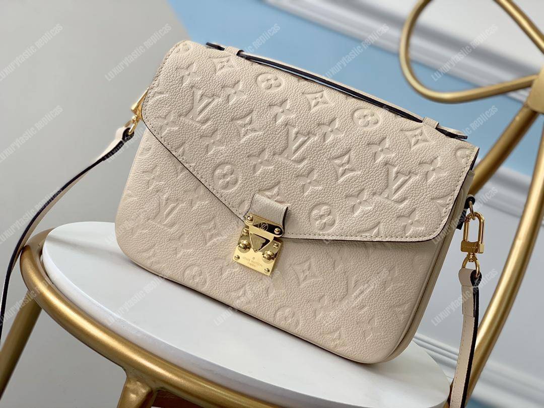 LV Pochette Metis Monogram Empreinte Leather Creme