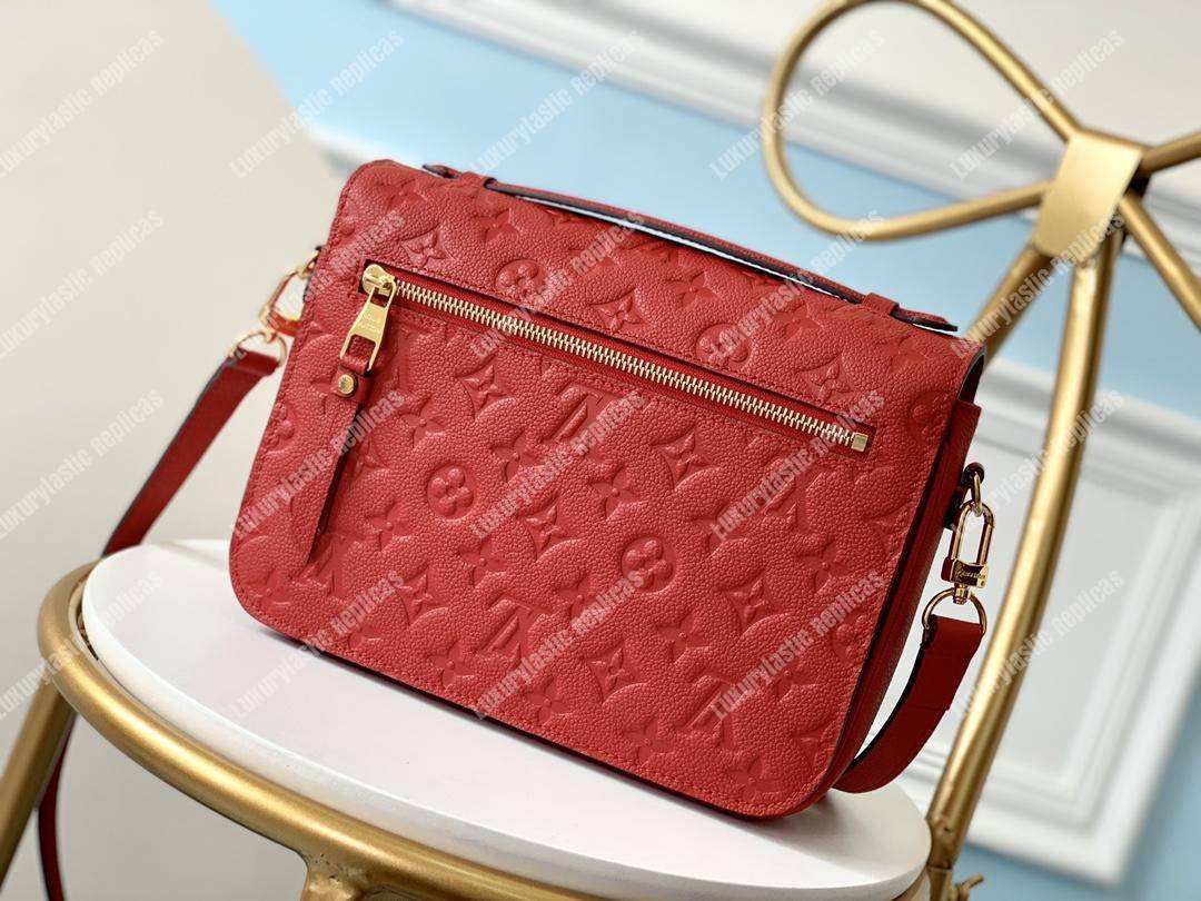 LV Pochette Metis Monogram Empreinte Leather Cerise