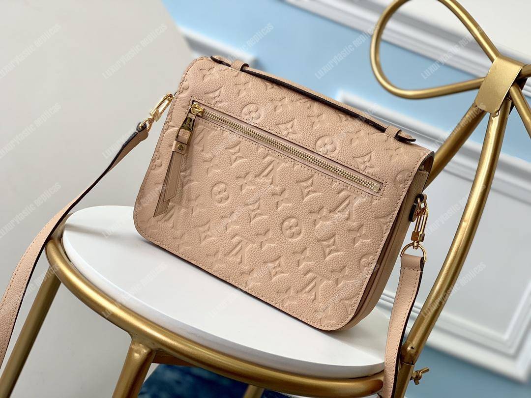 LV Pochette Metis Monogram Empreinte Leather Beige Rose Crème