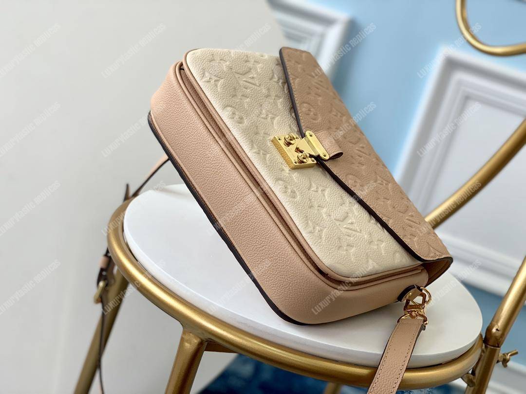 LV Pochette Metis Monogram Empreinte Leather Beige Rose Crème