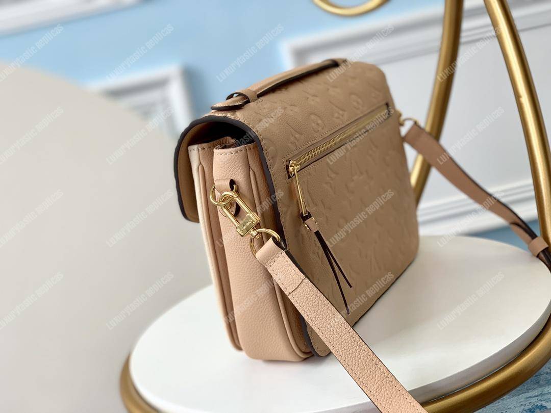 LV Pochette Metis Monogram Empreinte Leather Beige Rose Crème