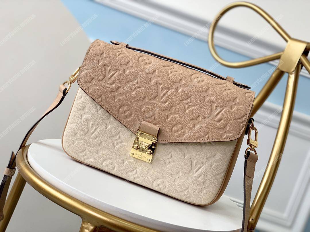 LV Pochette Metis Monogram Empreinte Leather Beige Rose Crème