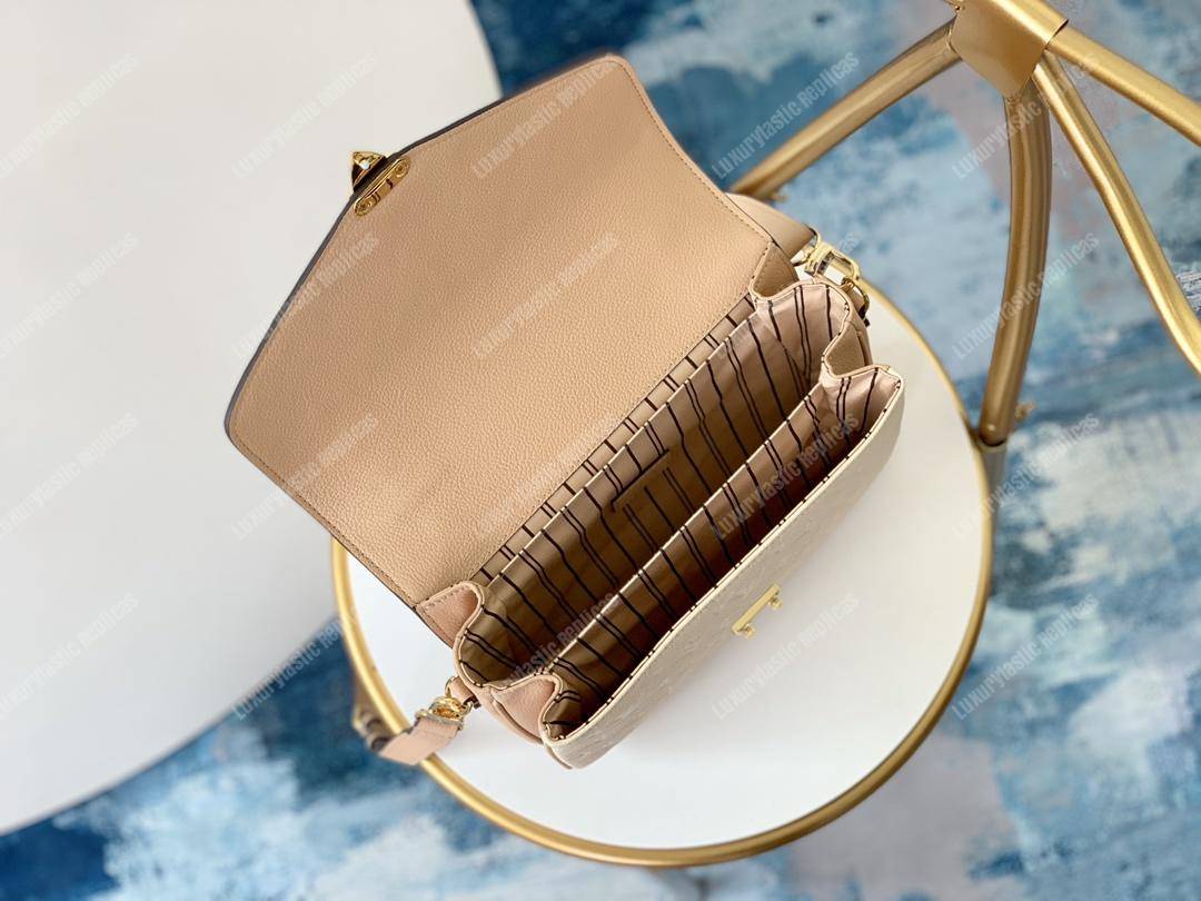 LV Pochette Metis Monogram Empreinte Leather Beige Rose Crème