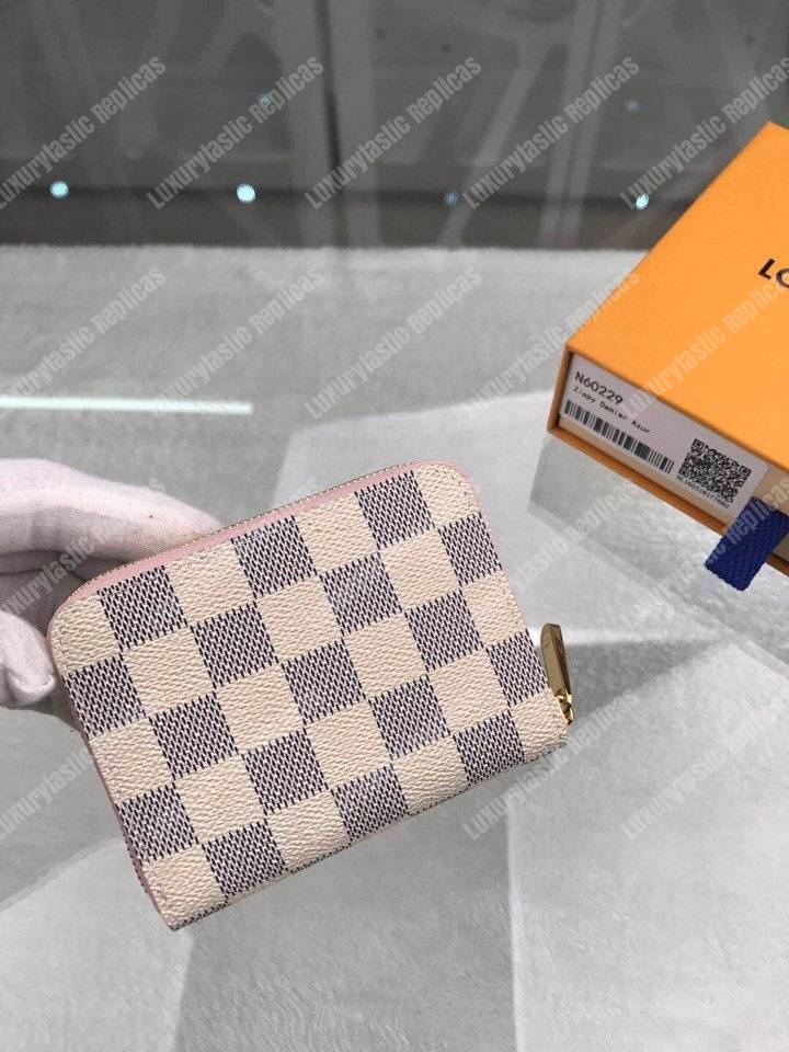 LV Zippy Coin Purse Damier Azur Rose Ballerine Pink