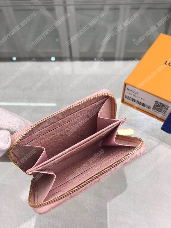 LV Zippy Coin Purse Damier Azur Rose Ballerine Pink