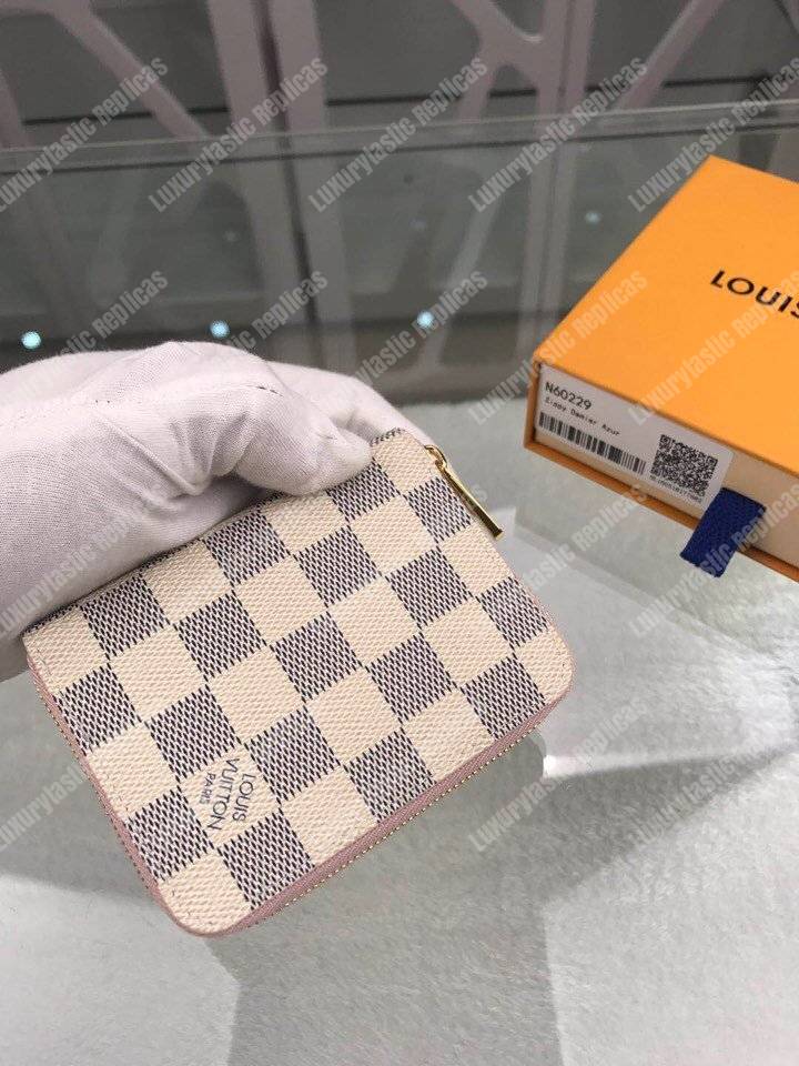 LV Zippy Coin Purse Damier Azur Rose Ballerine Pink