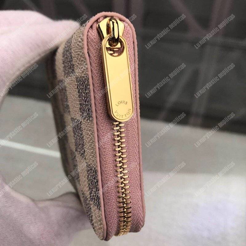 LV Zippy Coin Purse Damier Azur Rose Ballerine Pink