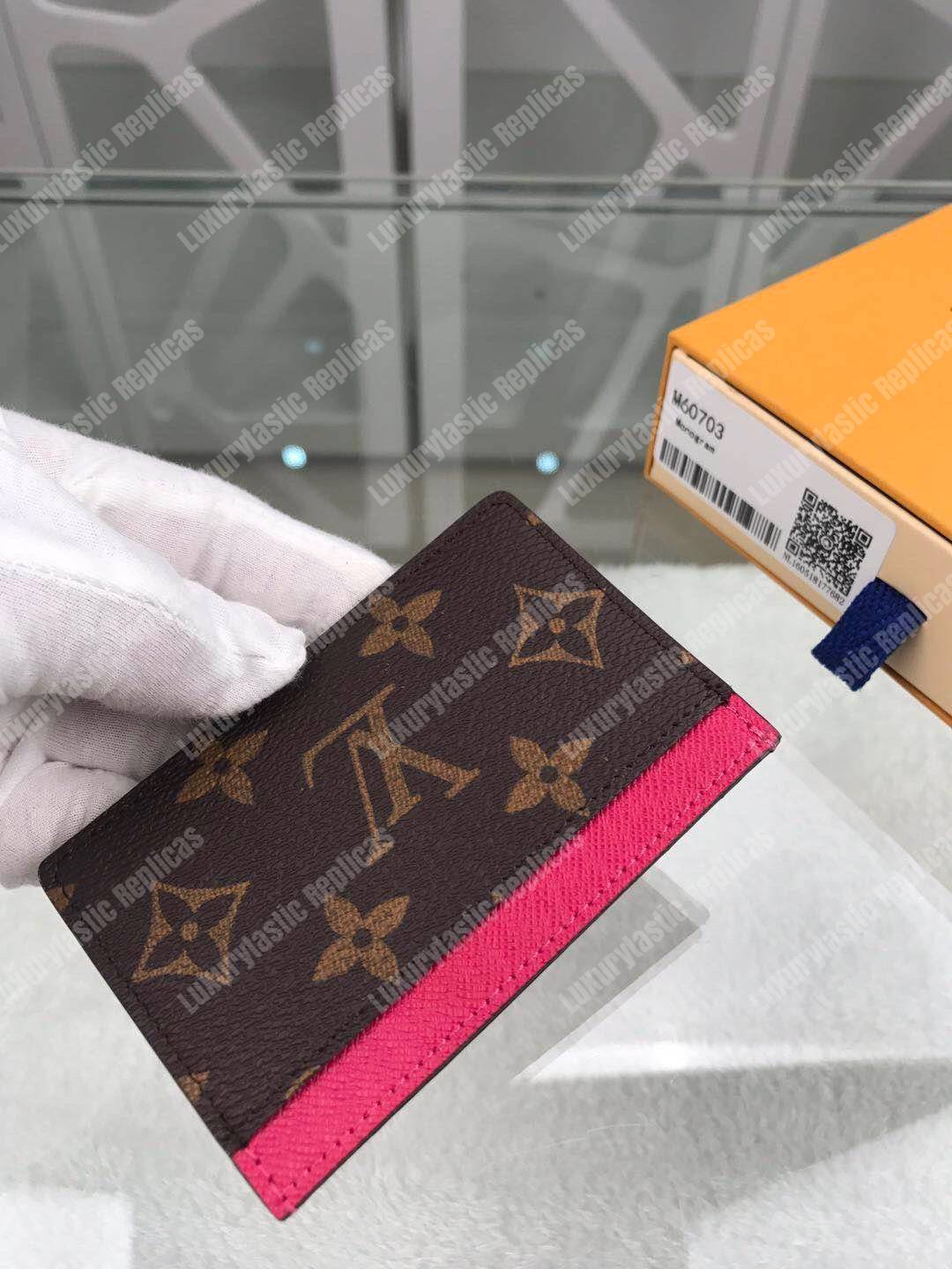 LV Card Holder Monogram Canvas Fuchsia Pink