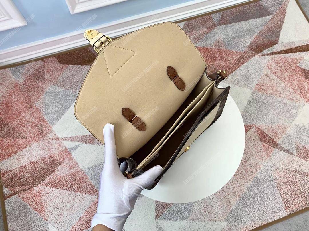 LV Beaumarchais Damier Ebene Creme