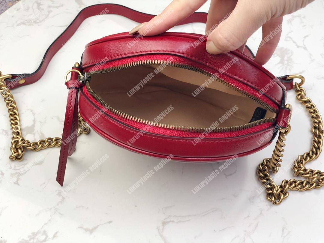 G*u*i gg marmont mini round shoulder bag wine red