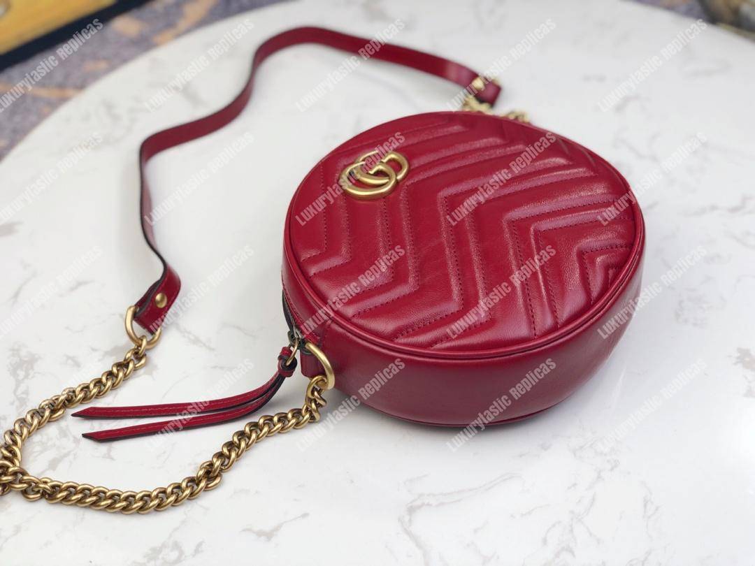 G*u*i gg marmont mini round shoulder bag wine red