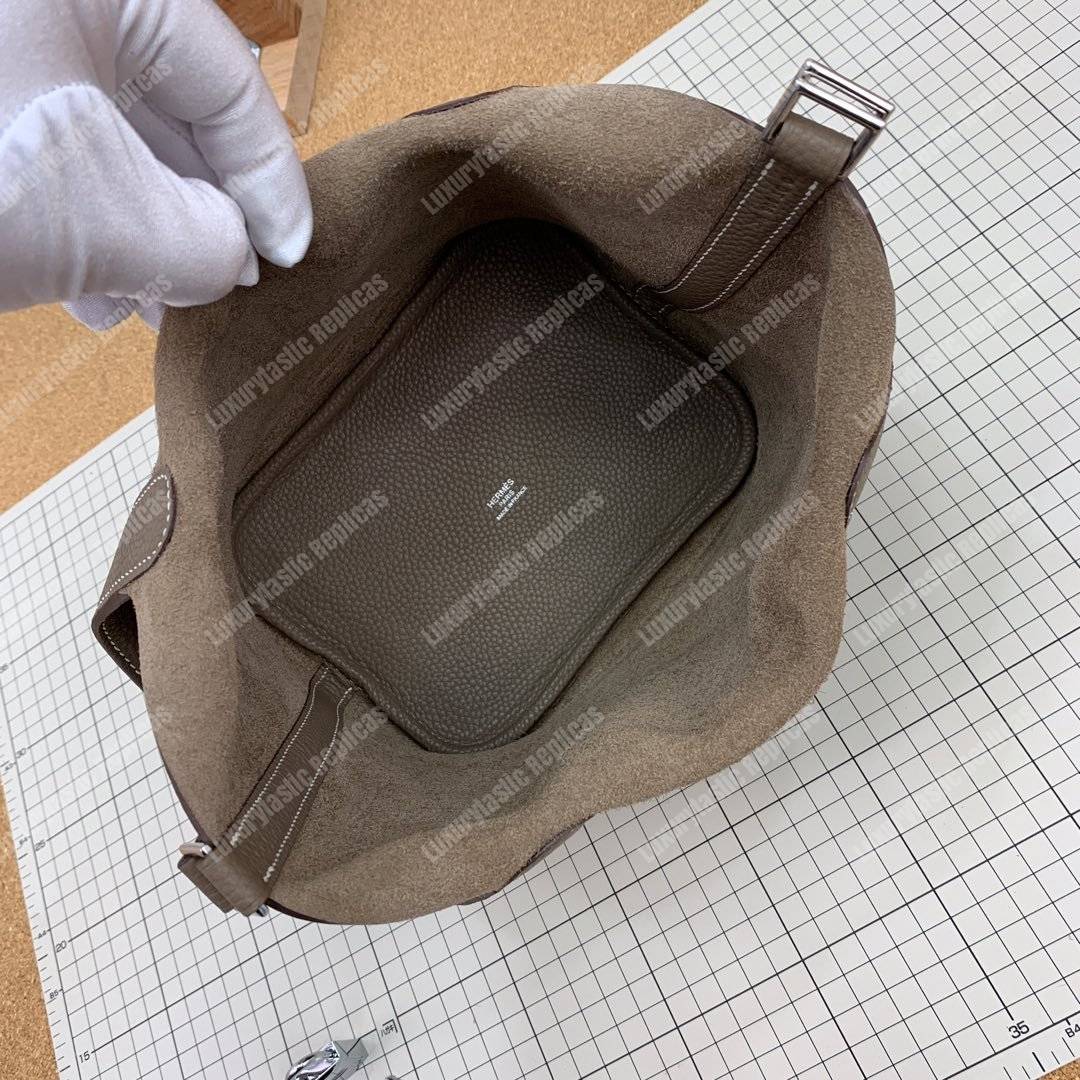 H**mes picotin 18 clemence taupe grey palladium hardware