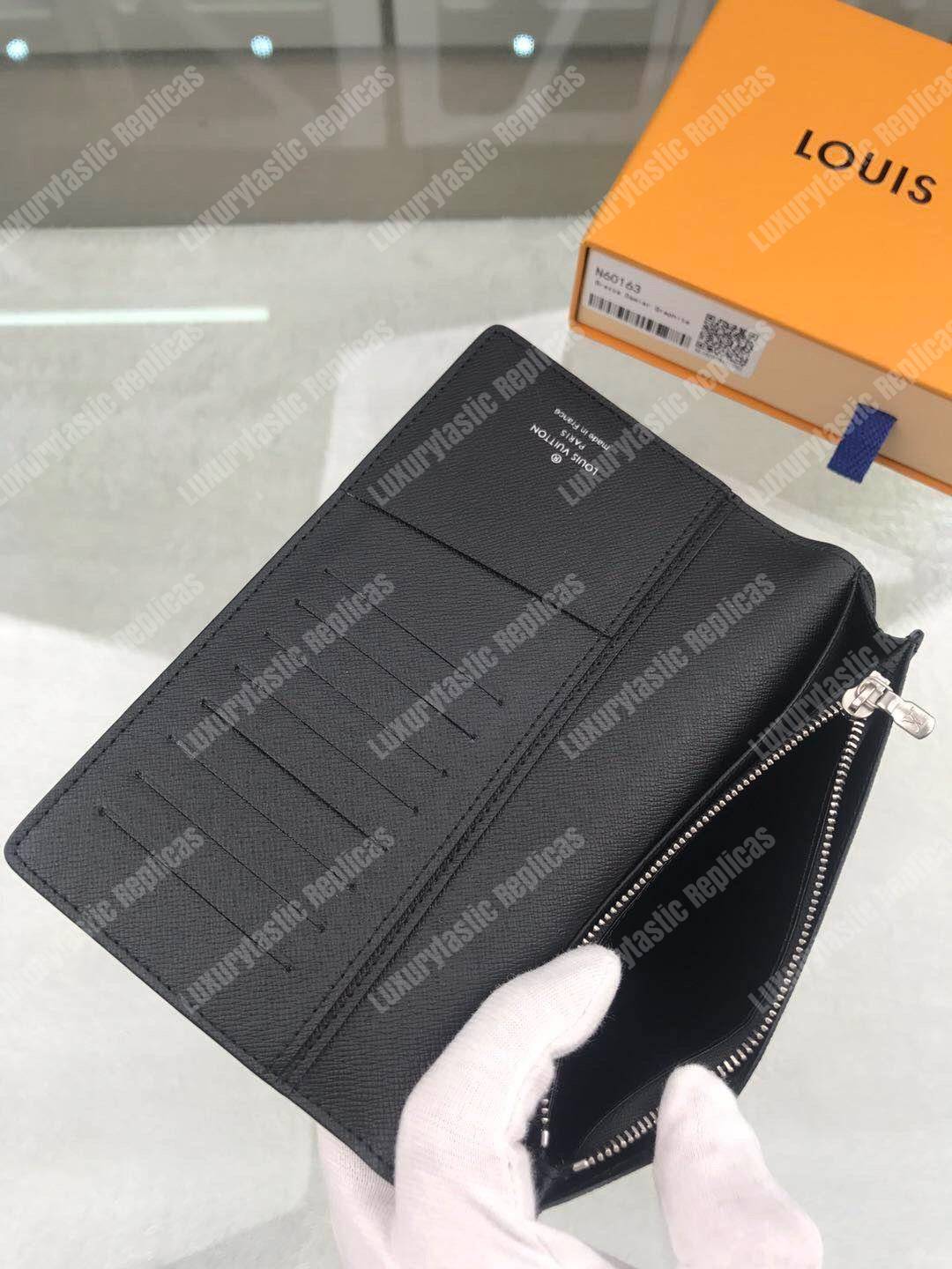 LV Brazza Wallet Damier Graphite Pixel Gray