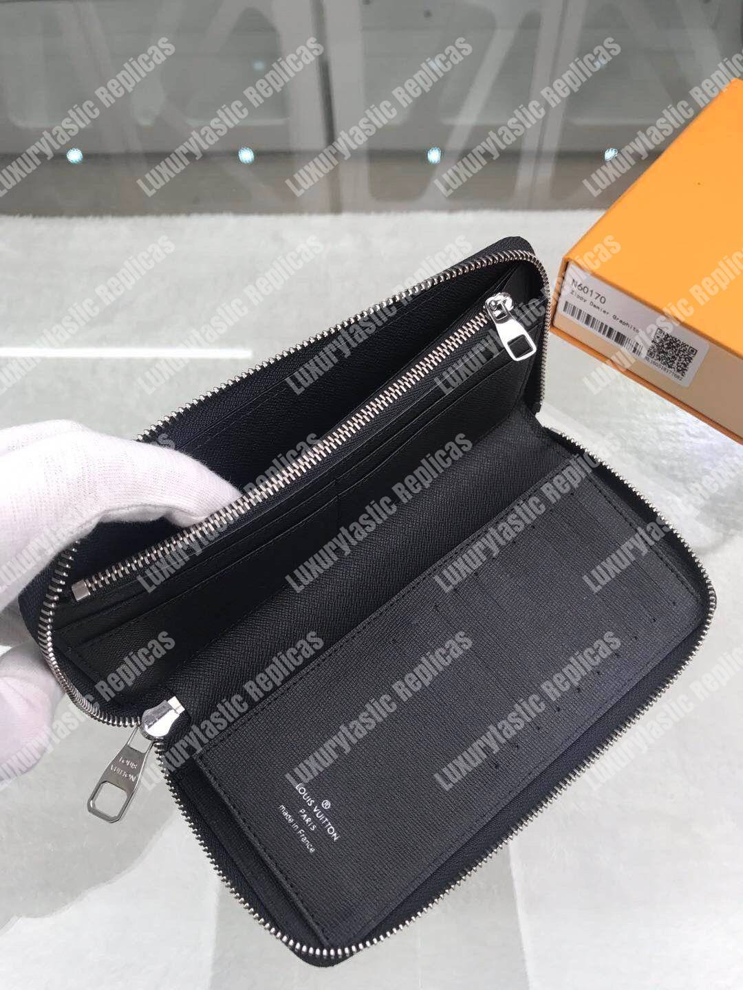 LV Zippy Wallet Vertical Damier Graphite Pixel Blue