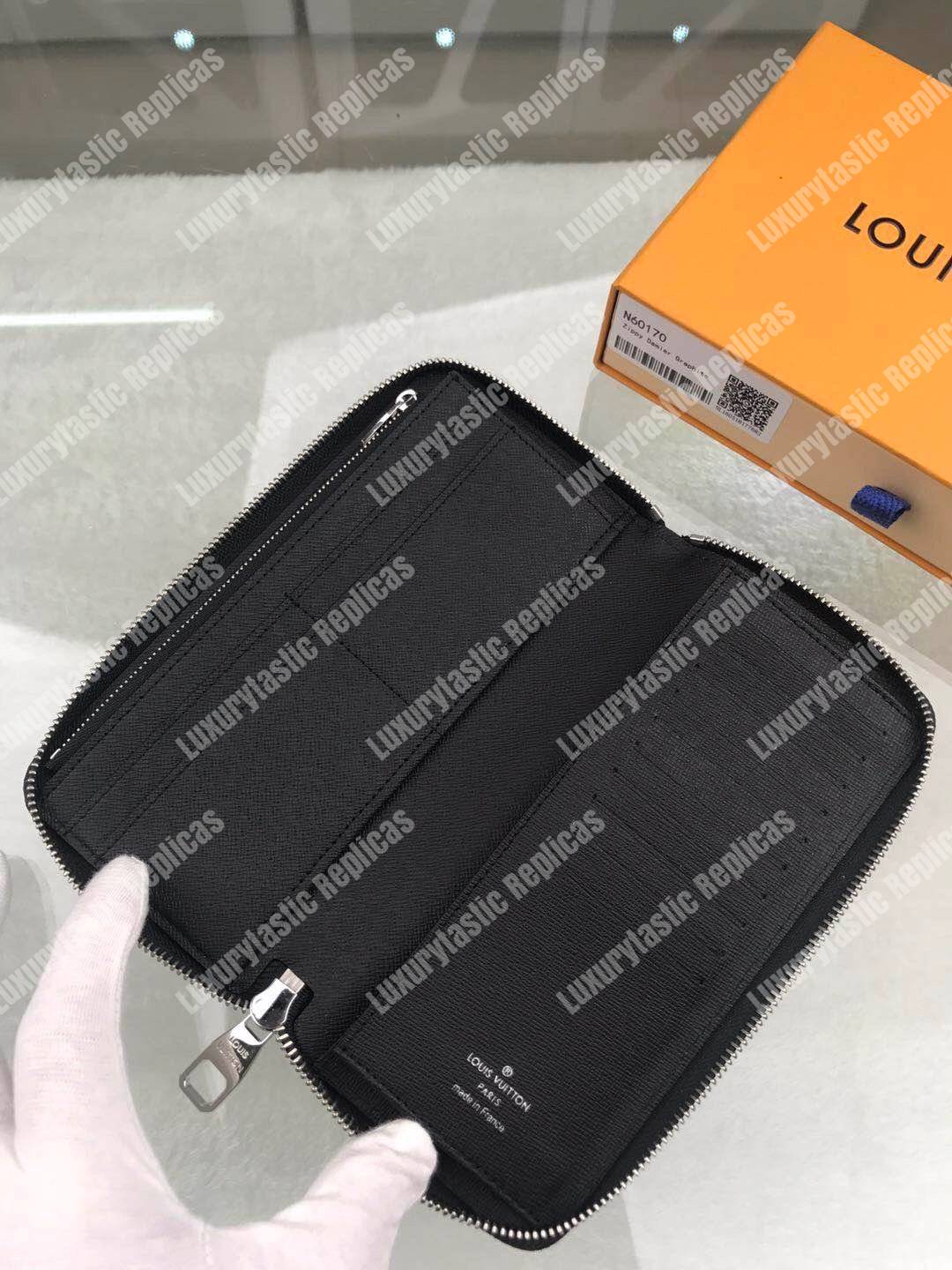 LV Zippy Wallet Vertical Damier Graphite Pixel Blue