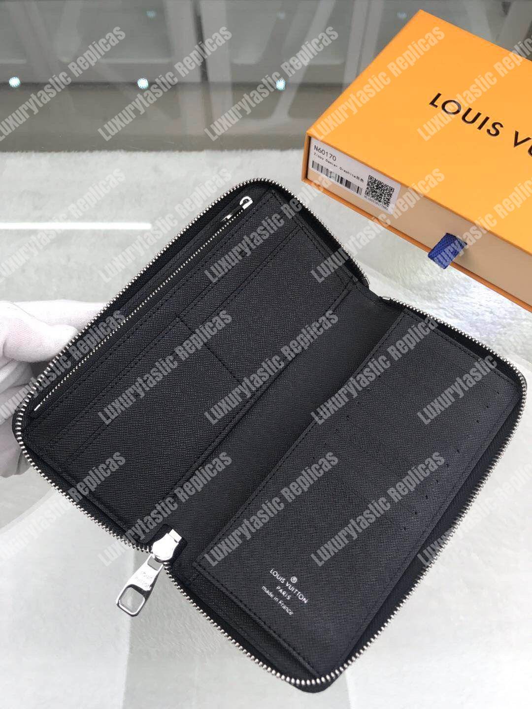 LV Zippy Wallet Vertical Damier Graphite Pixel Gray