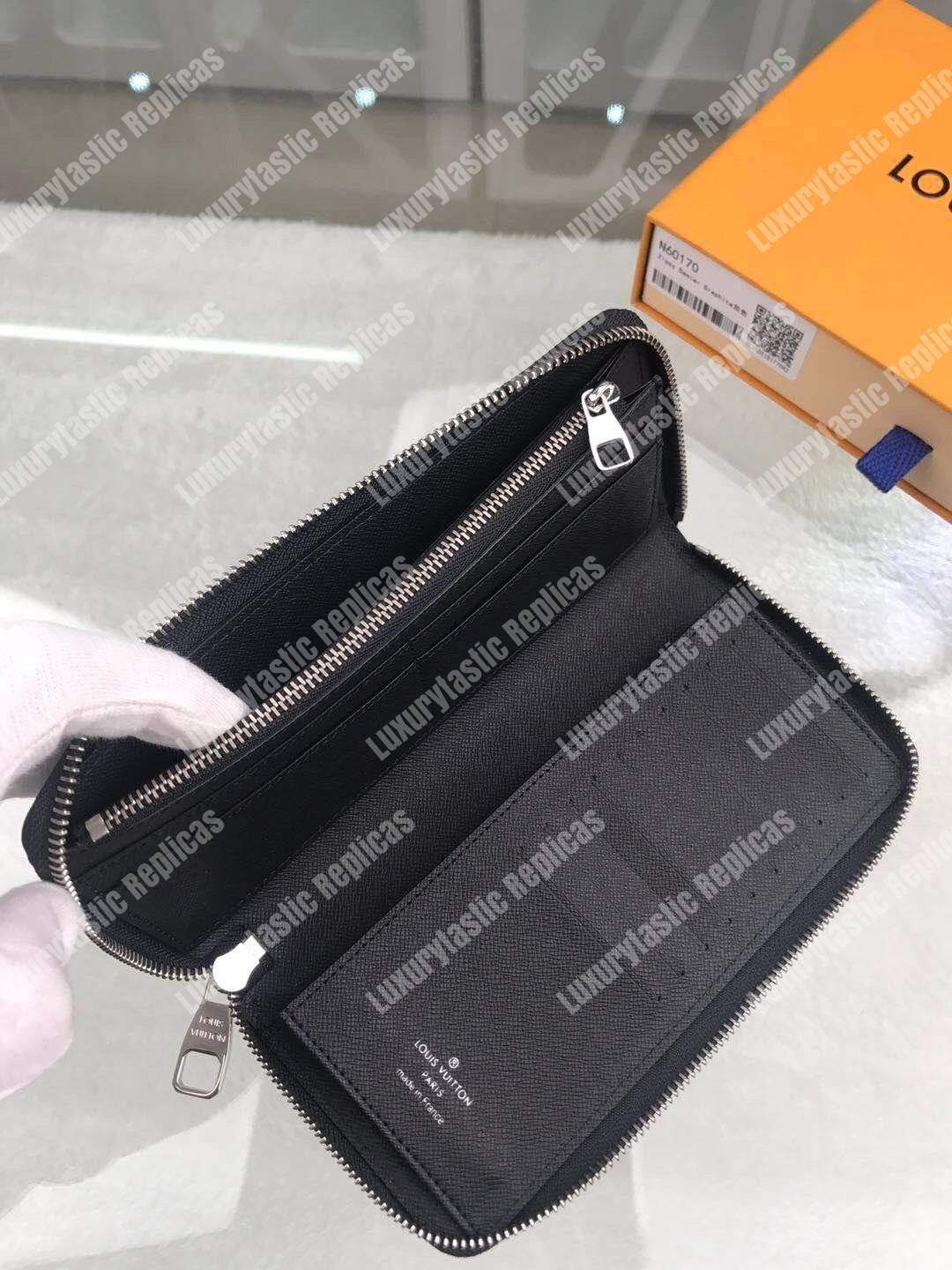 LV Zippy Wallet Vertical Damier Graphite Pixel Gray