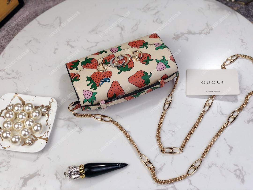G*u*i zumi strawberry print mini bag