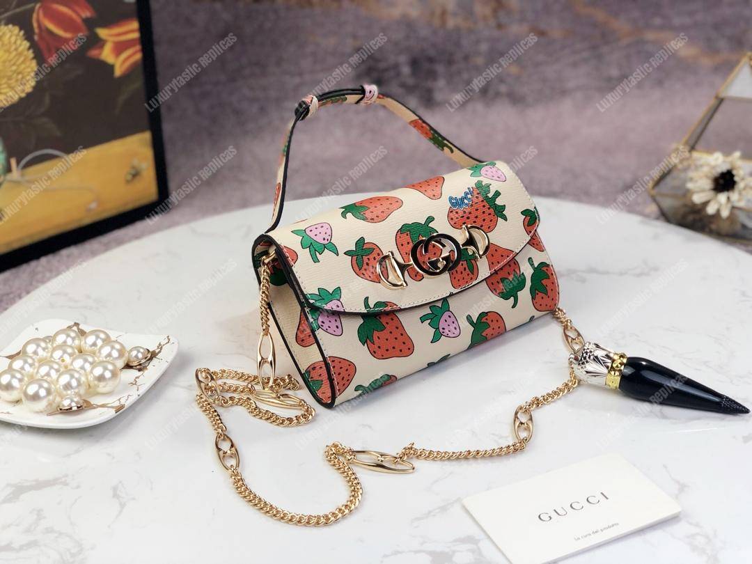 G*u*i zumi strawberry print mini bag