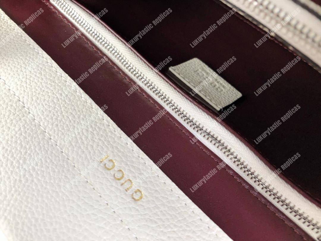 G*u*i zumi grainy leather small top handle bag white