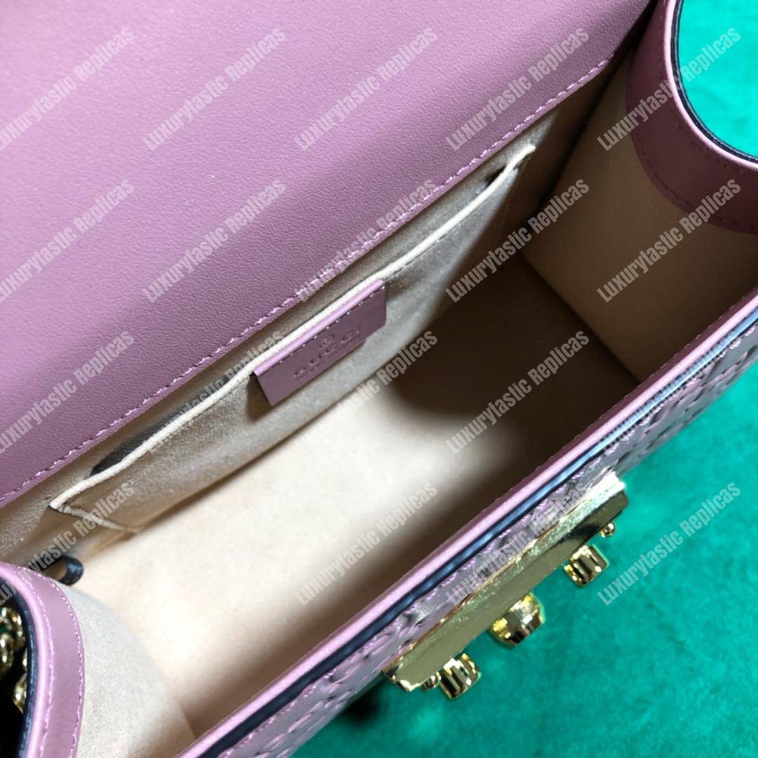 G*u*i padlock small signature shoulder bag fuschia