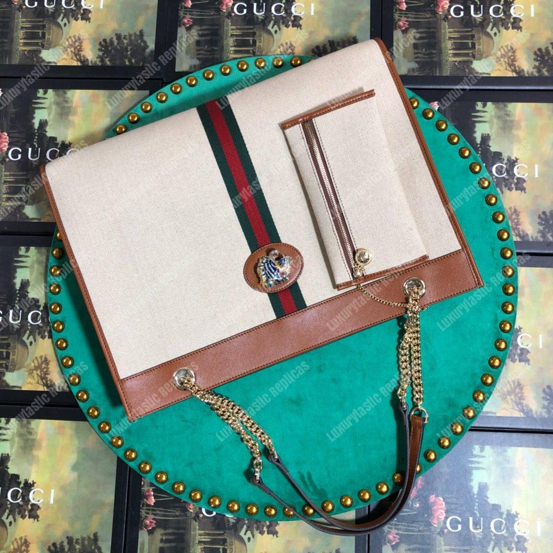 G*u*i online exclusive rajah large tote brown trim