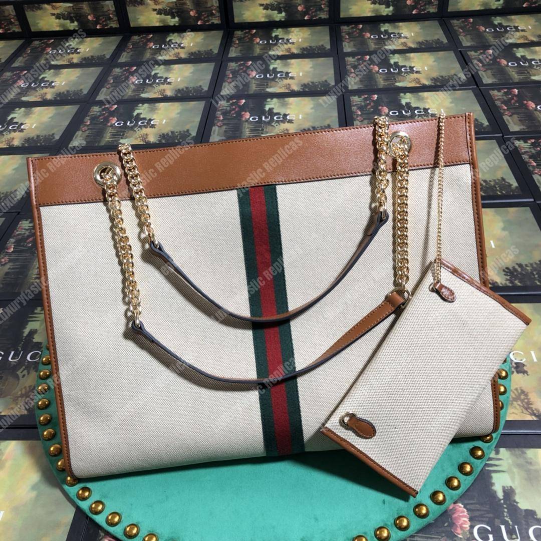 G*u*i online exclusive rajah large tote brown trim