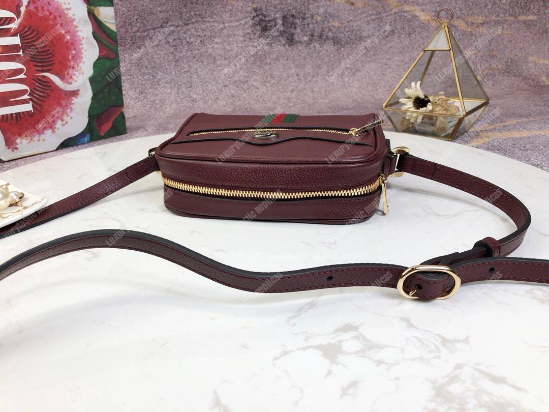 G*u*i ophidia leather mini bag burgundy