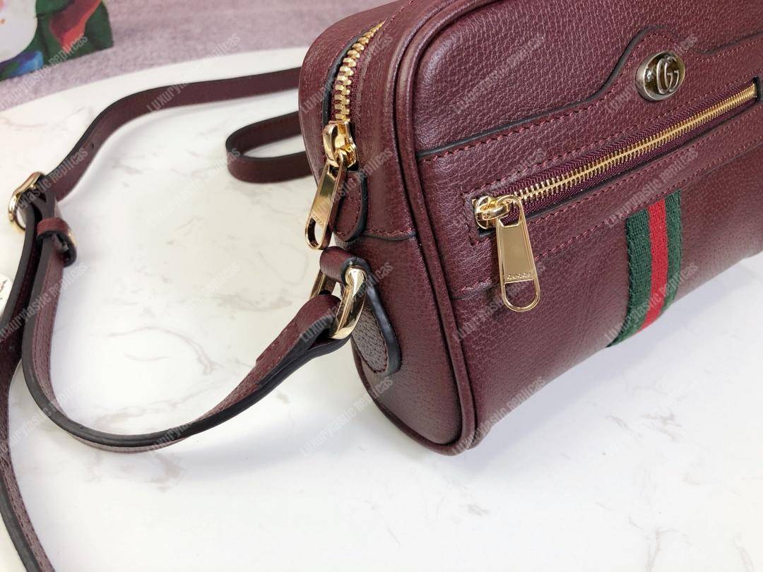 G*u*i ophidia leather mini bag burgundy
