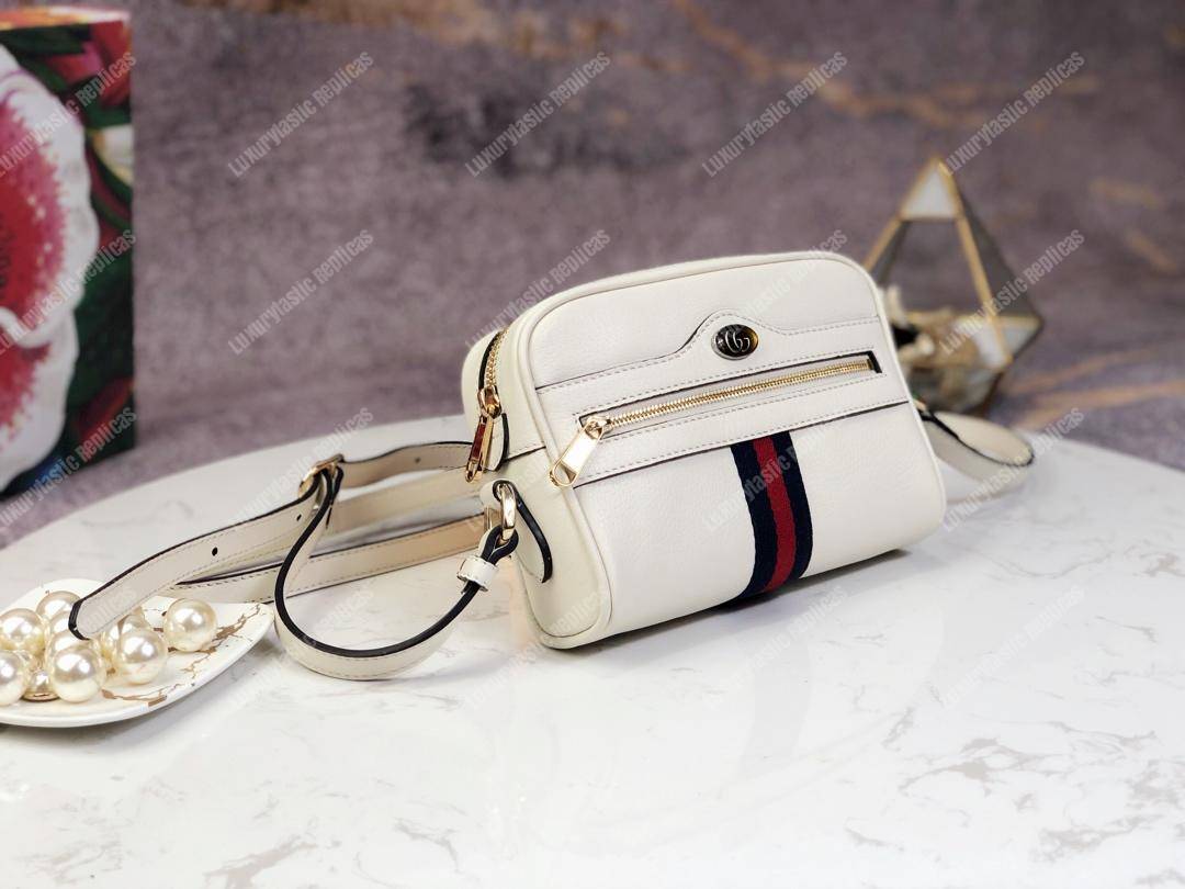 G*u*i ophidia leather mini bag white