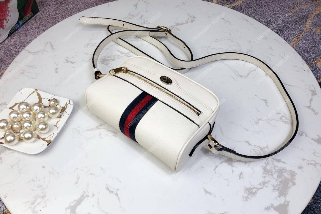 G*u*i ophidia leather mini bag white