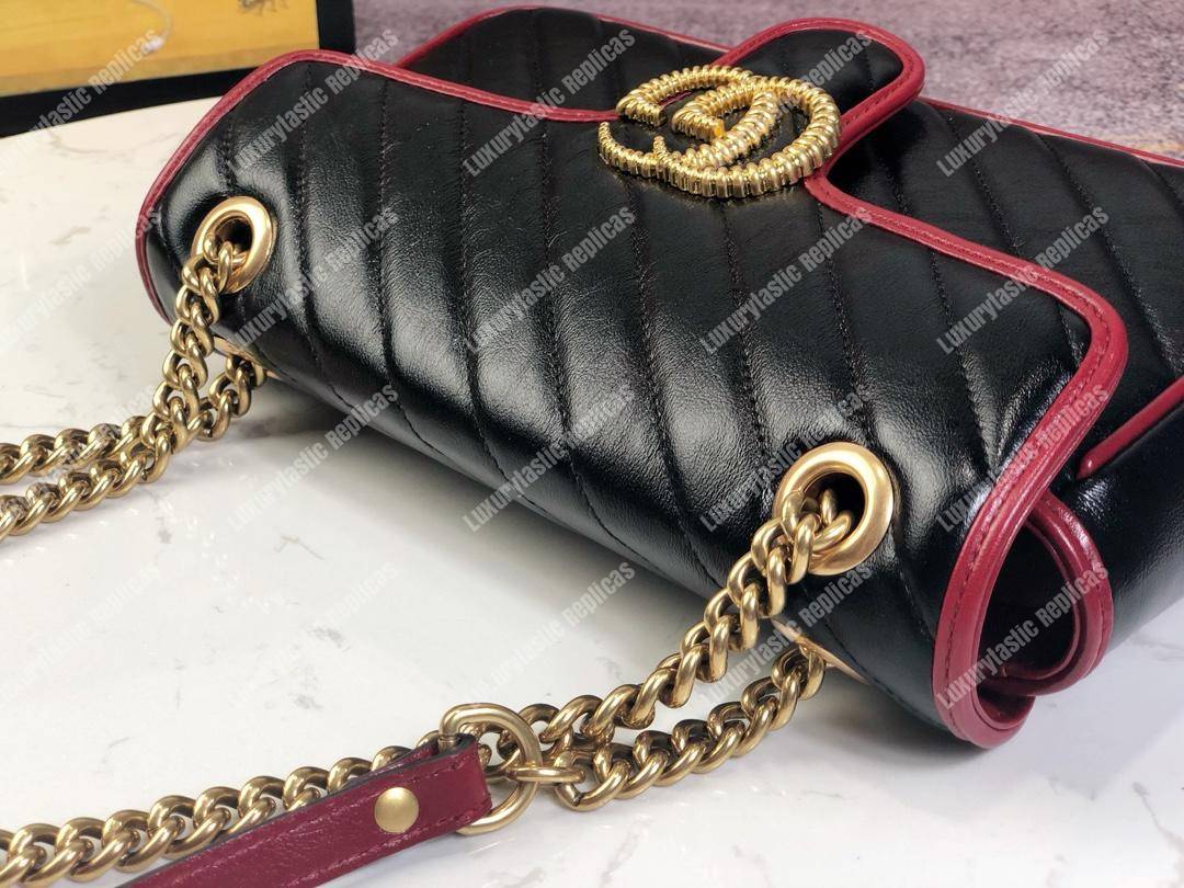 G*u*i gg marmont small shoulder bag black cerise