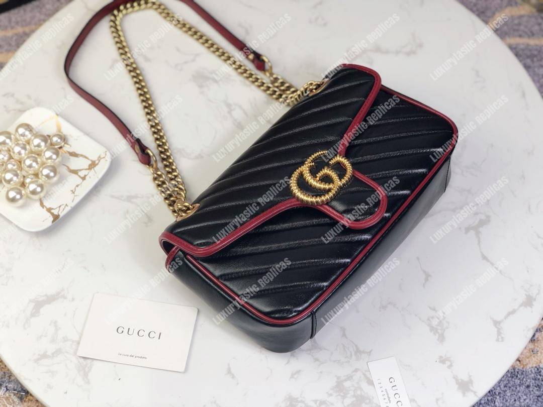 G*u*i gg marmont small shoulder bag black cerise