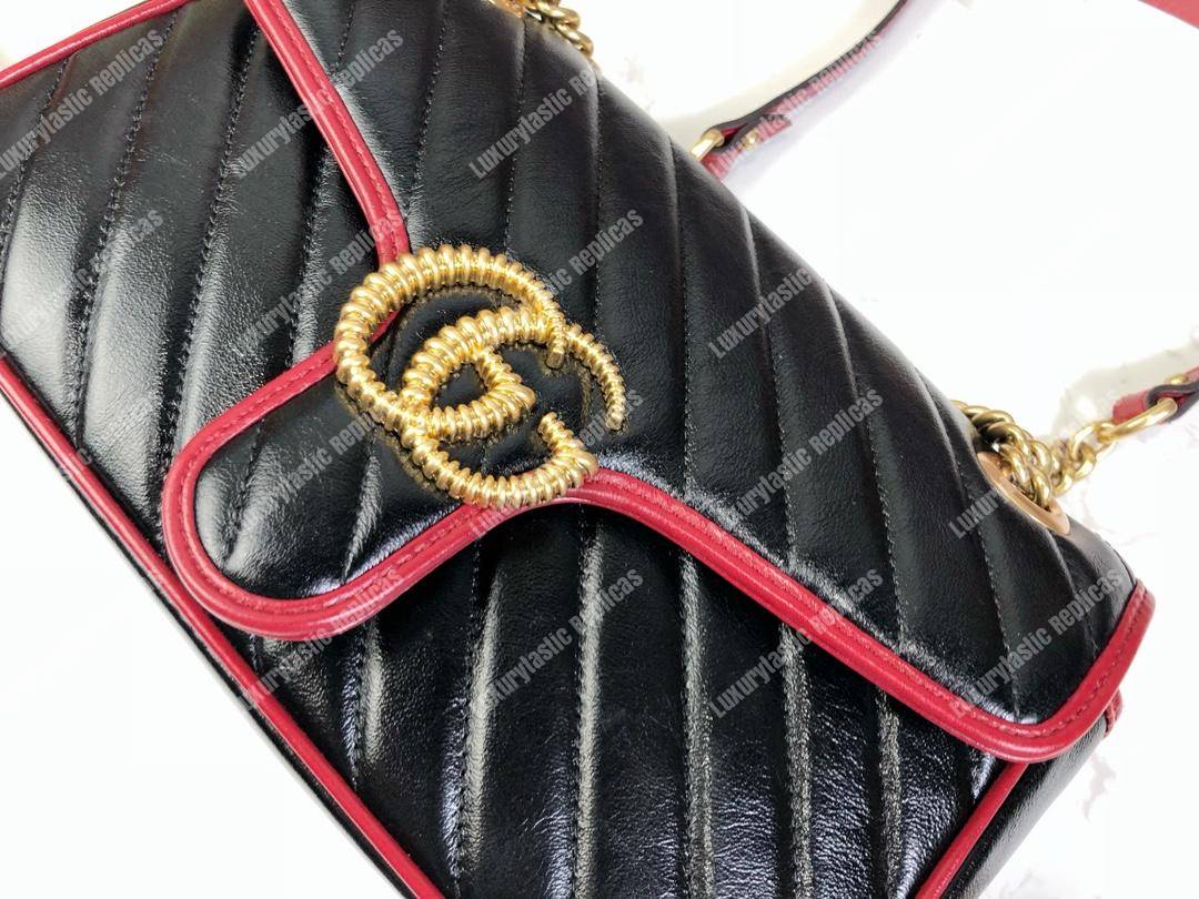 G*u*i gg marmont small shoulder bag black cerise