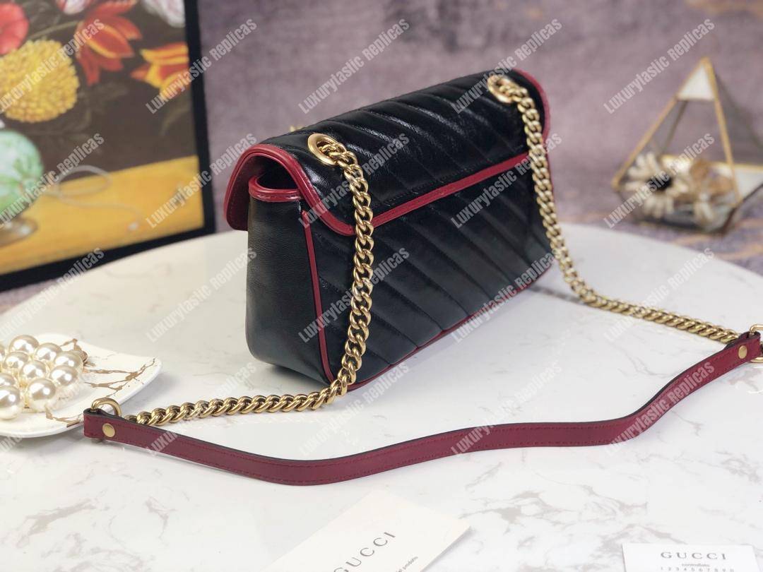 G*u*i gg marmont small shoulder bag black cerise