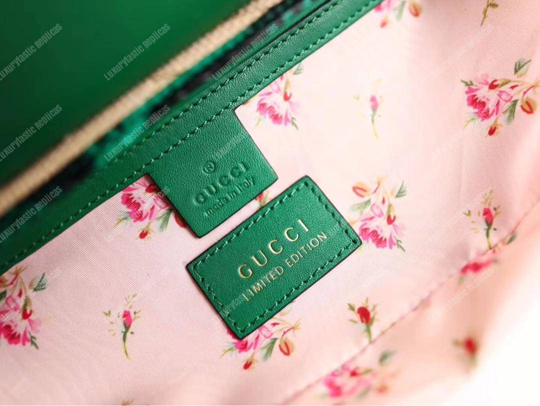 G*u*i gg marmont raffia small shoulder bag green snakeskin trim