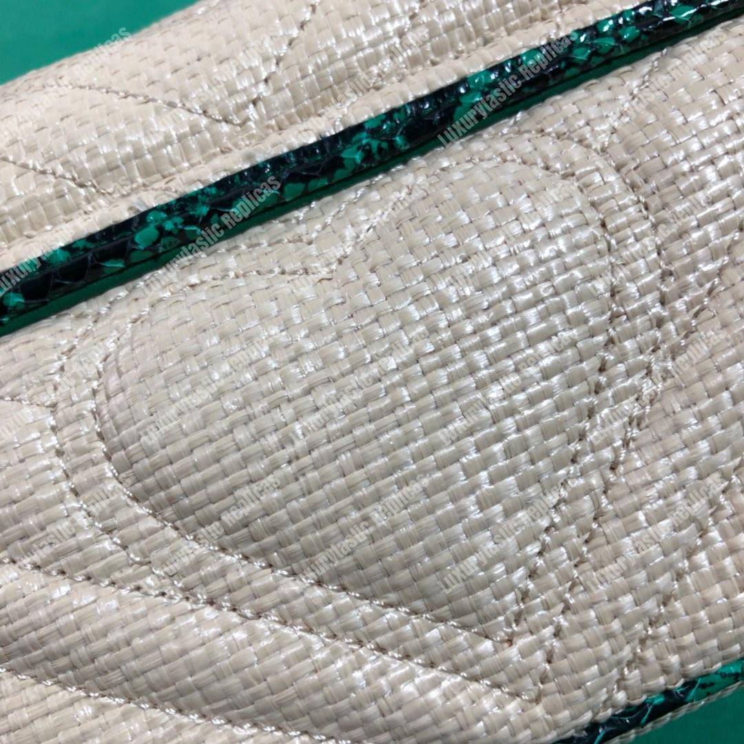 G*u*i gg marmont raffia mini bag green snakeskin trim