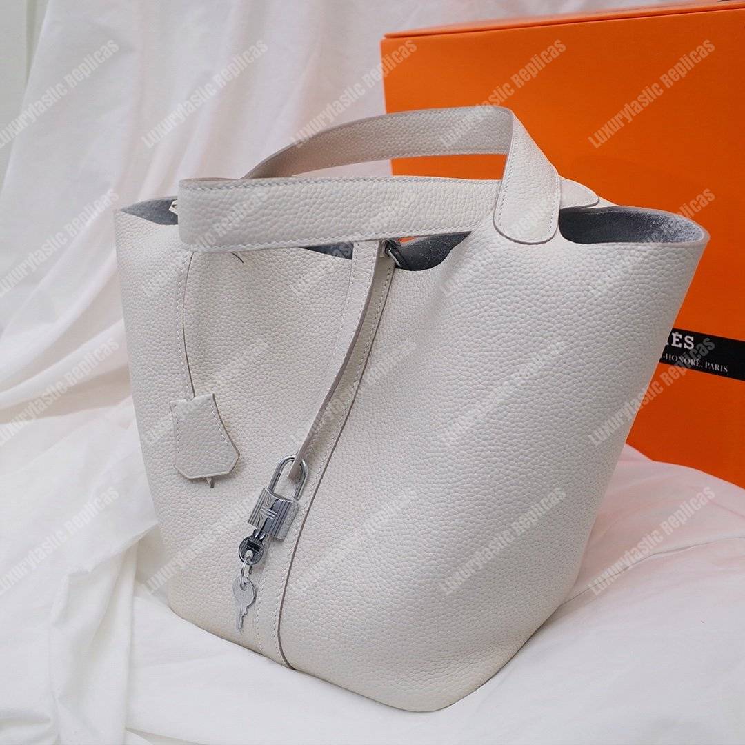 H**mes picotin 22 clemence blanc palladium hardware