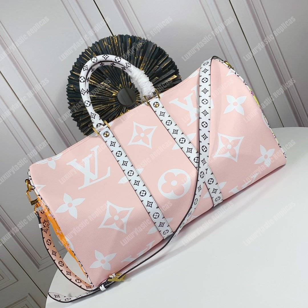 LV Keepall Bandouliere 50 Giant Monogram Red/Pink