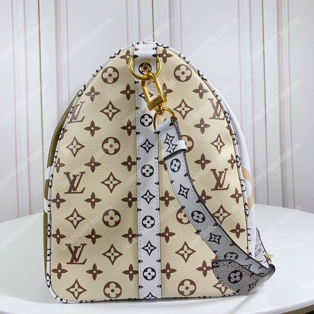 LV Keepall Bandouliere 50 Giant Monogram Green/Beige