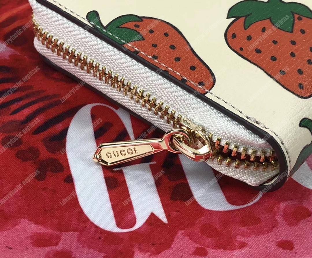G*u*i zumi strawberry print zip around wallet