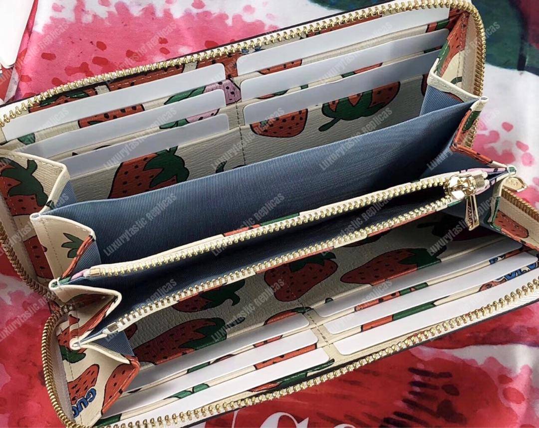 G*u*i zumi strawberry print zip around wallet