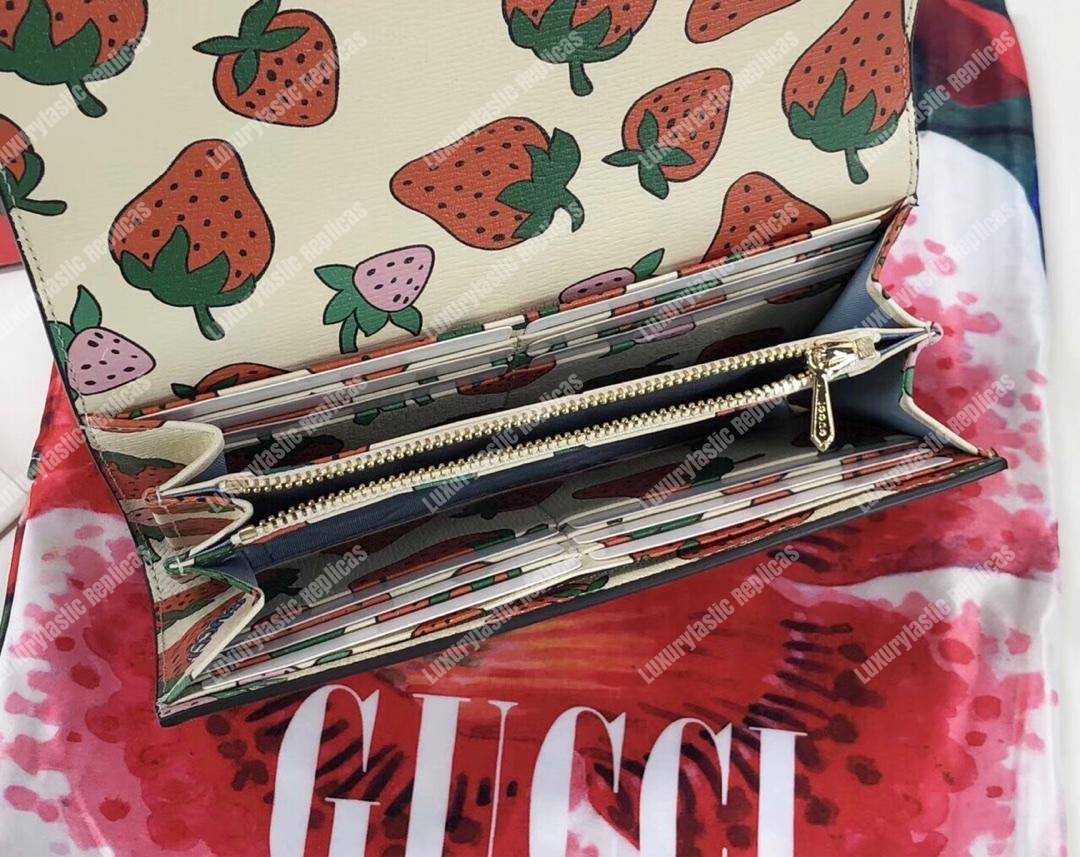 G*u*i zumi strawberry print continental wallet