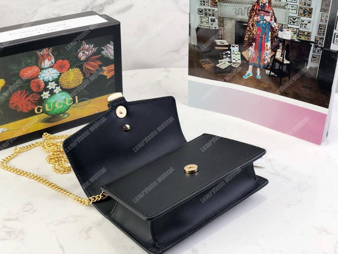 G*u*i sylvie leather mini chain bag black