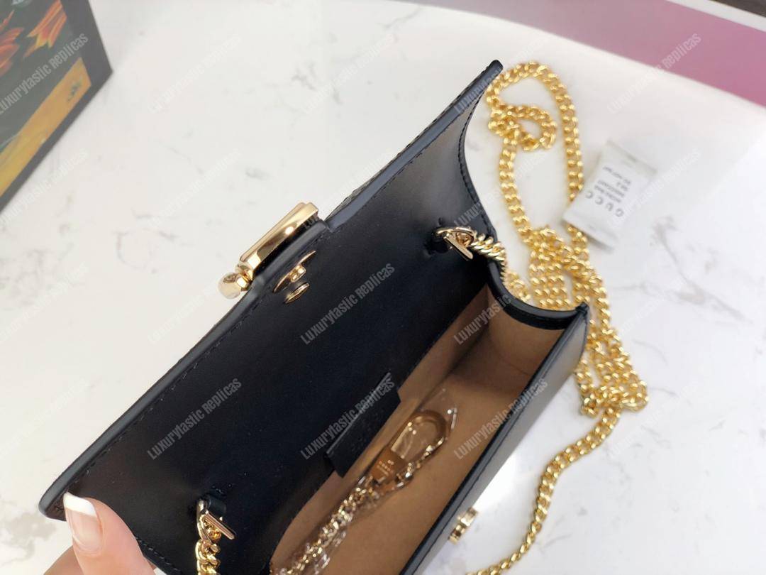 G*u*i sylvie leather mini chain bag black