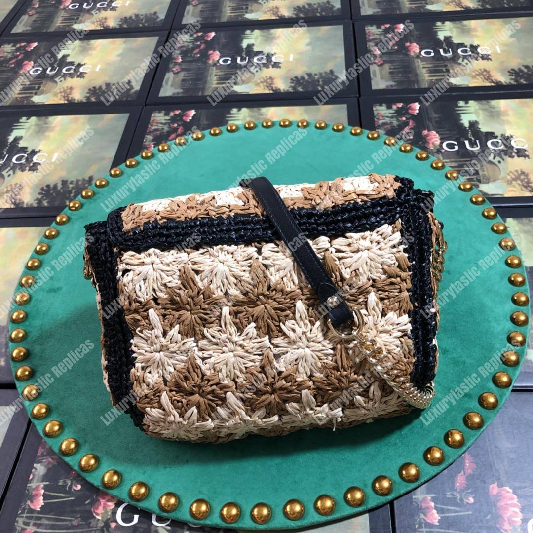 G*u*i marmont raffia small shoulder bag black