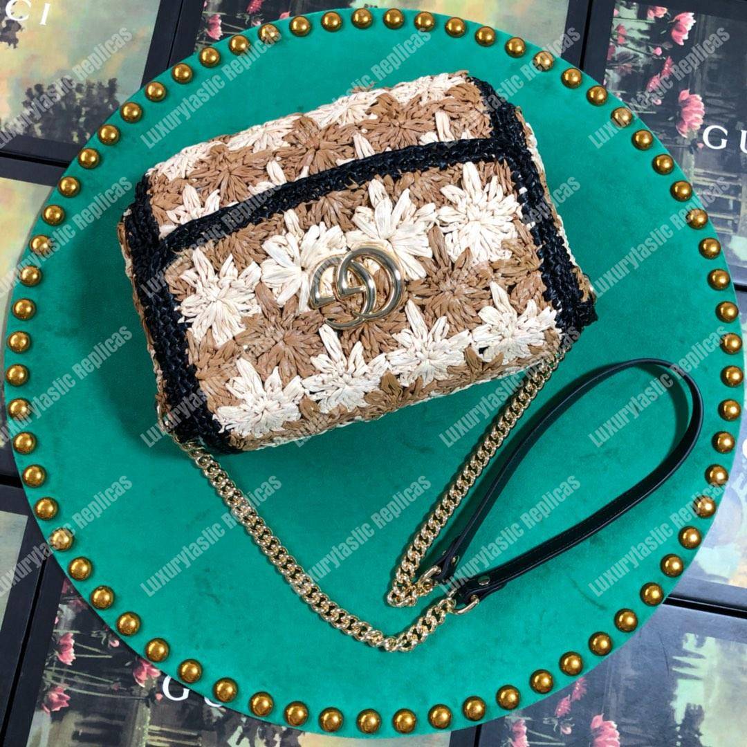 G*u*i marmont raffia small shoulder bag black