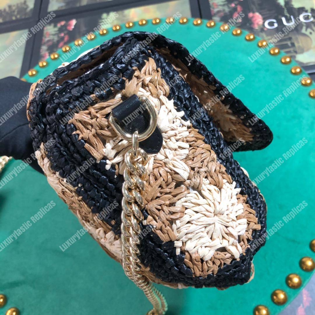 G*u*i marmont raffia small shoulder bag black