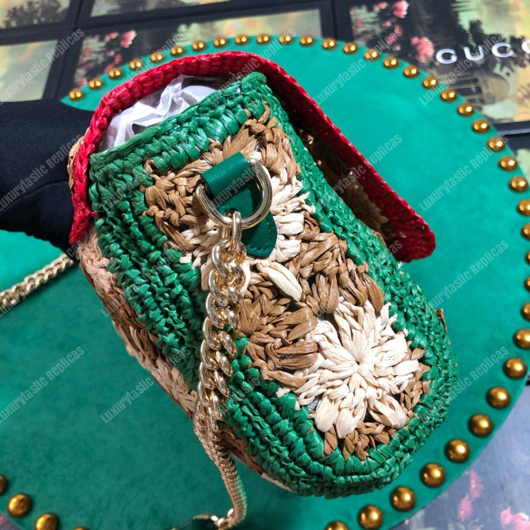 G*u*i marmont raffia small shoulder bag red green