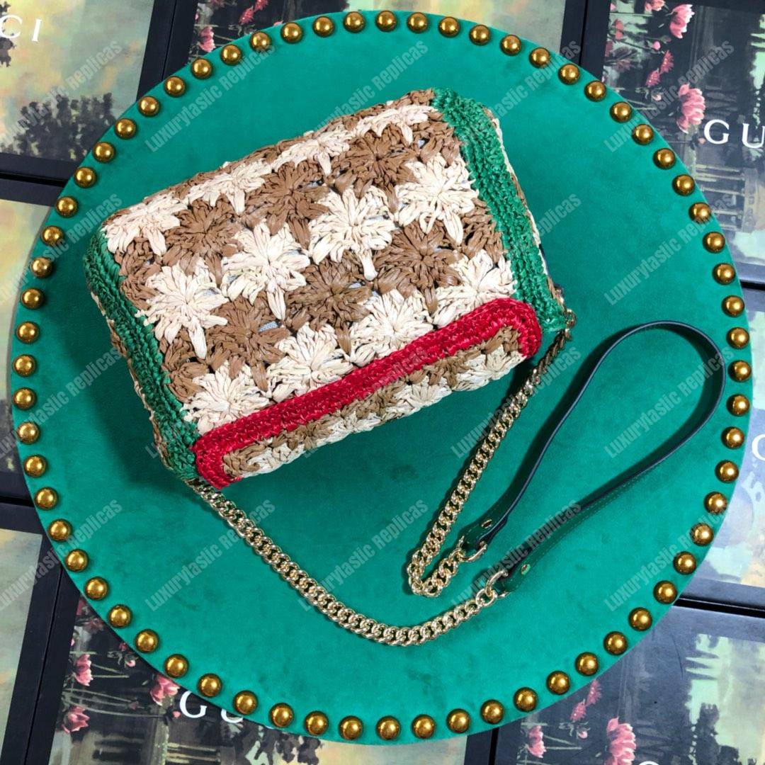 G*u*i marmont raffia small shoulder bag red green
